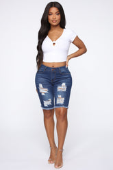 Against All Odds Bermuda Shorts - Medium Blue Wash Ins Street